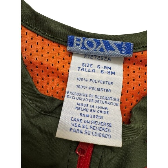 Vintage Boyz Nannette Vest Green Embroidered Jungle Safari Baby Boy 6-9M - Picture 3 of 4